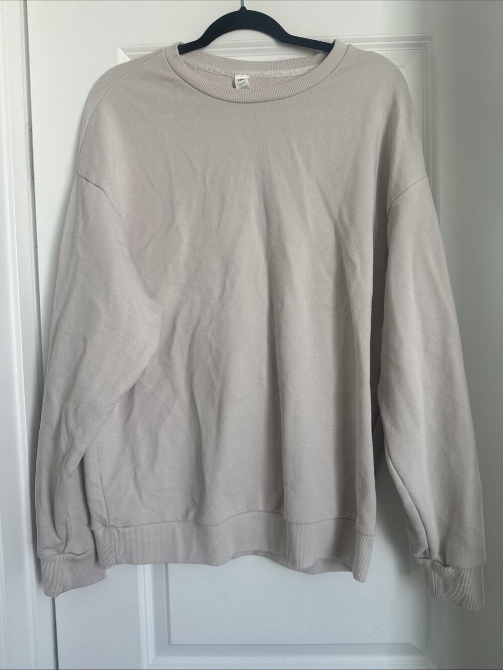 Alo Yoga Men’s Cream Crewneck Soft French Terry Sweatshirt Bone Size Small